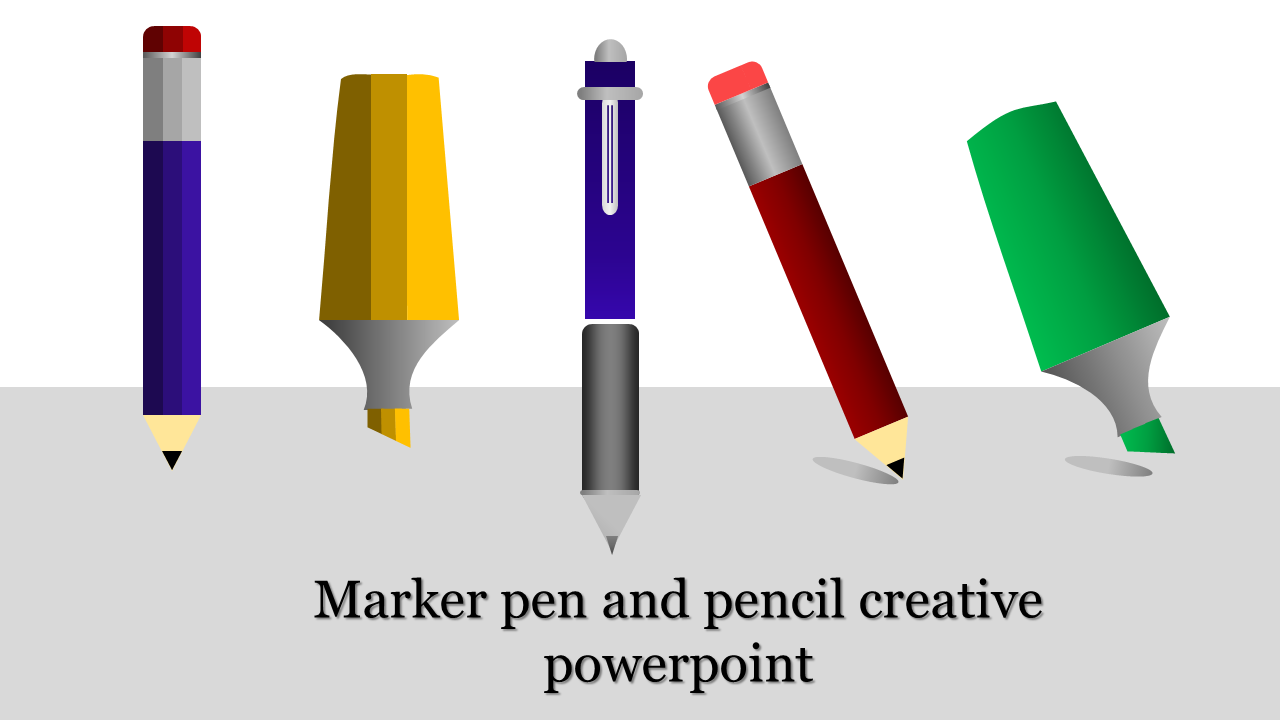 creative powerpoint-Marker pen and pencil creative powerpoint